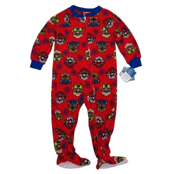 Nickelodeon PAW Patrol 3T Red Fleece Zip Gripper Feet Pajamas One Piece NEW - Picture 1 of 8